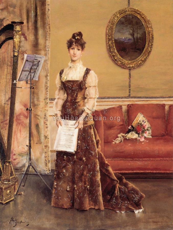 Lady with a Harp - 阿尔弗雷德·史蒂文斯